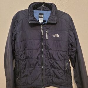 The North Face Womans Primaloft Quilted Black Jacket Size L Full Zip